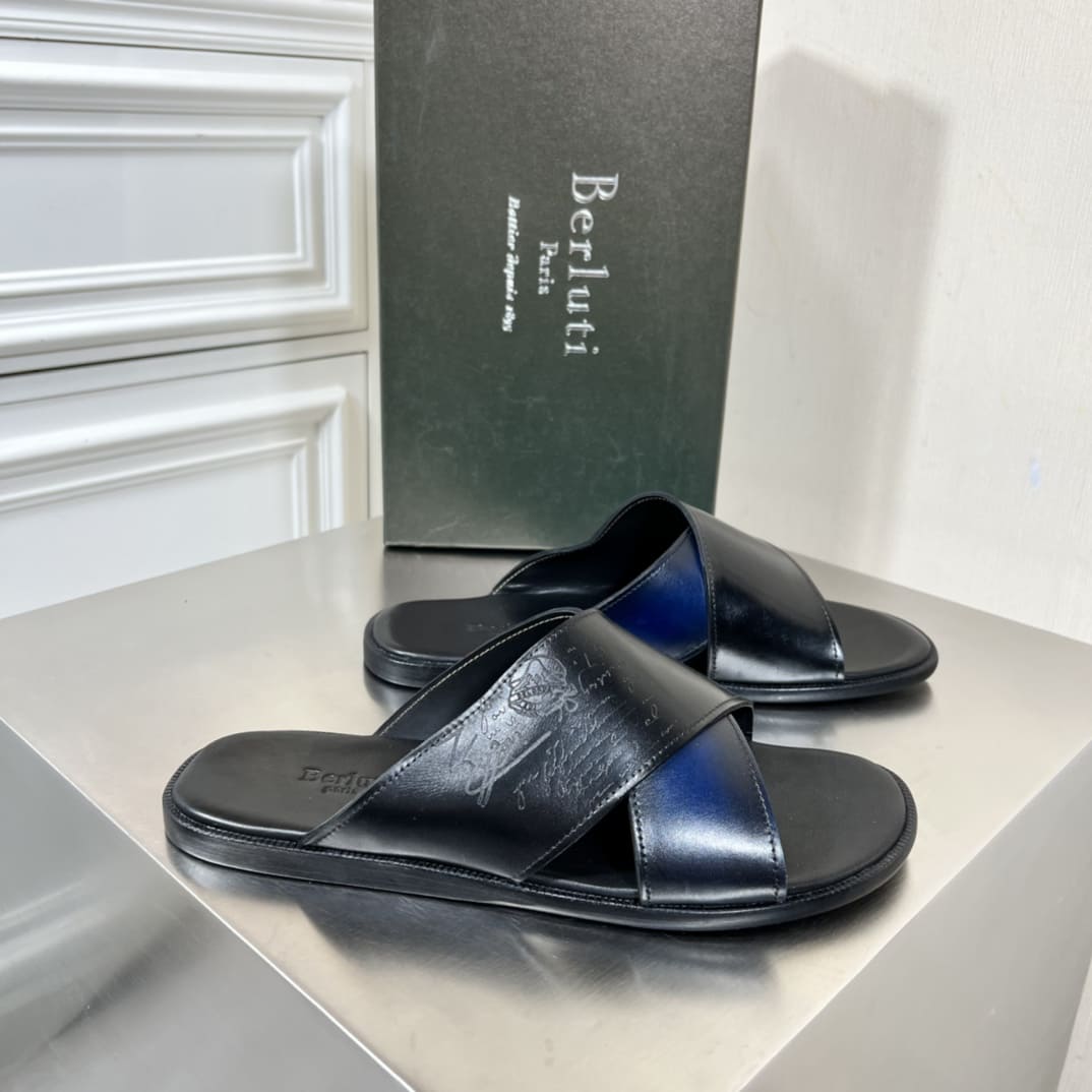 DÉP BERLUTI PATINA LEATHER SLIPPER