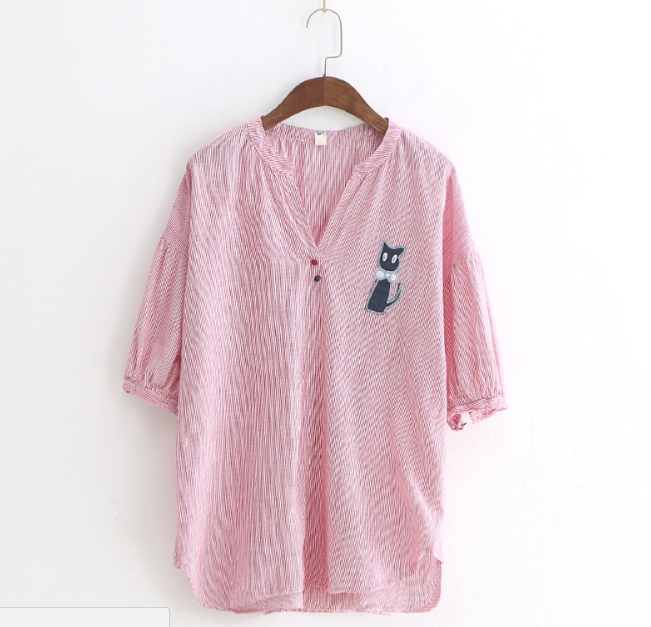 Áo Sơ Mi Nữ Linen Hình Mèo