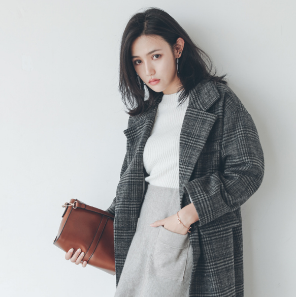 Áo Khoác Dạ Caro Hàn Quốc