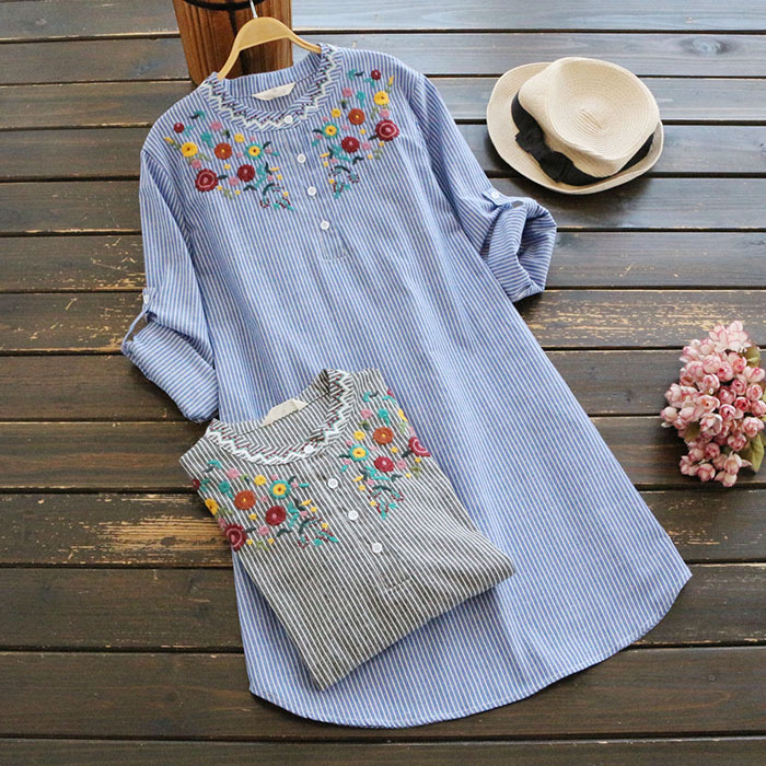 Váy Linen Thêu Hoa Thời Trang