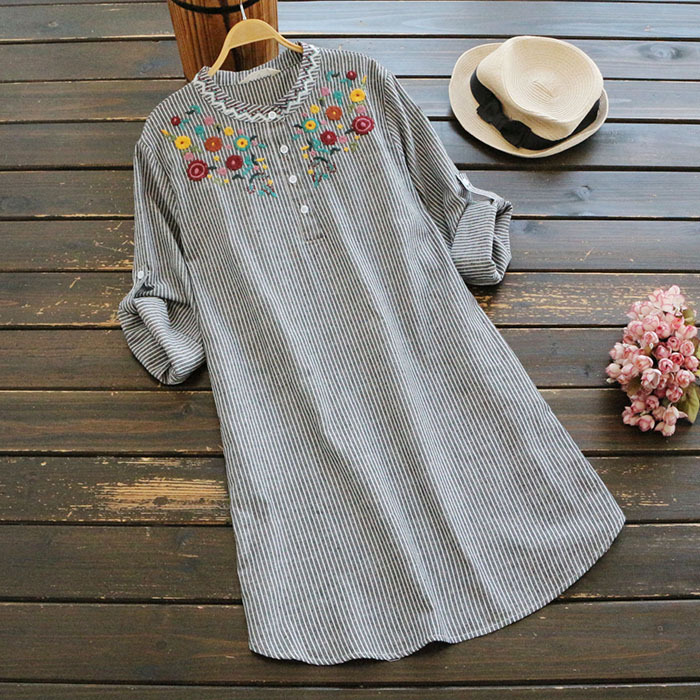 Váy Linen Thêu Hoa Thời Trang