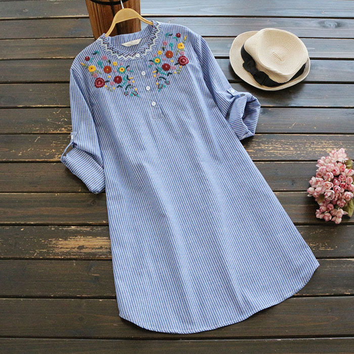 Váy Linen Thêu Hoa Thời Trang