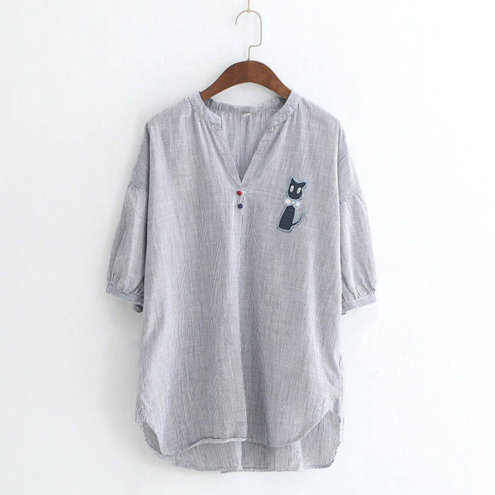 Áo Sơ Mi Nữ Linen Hình Mèo
