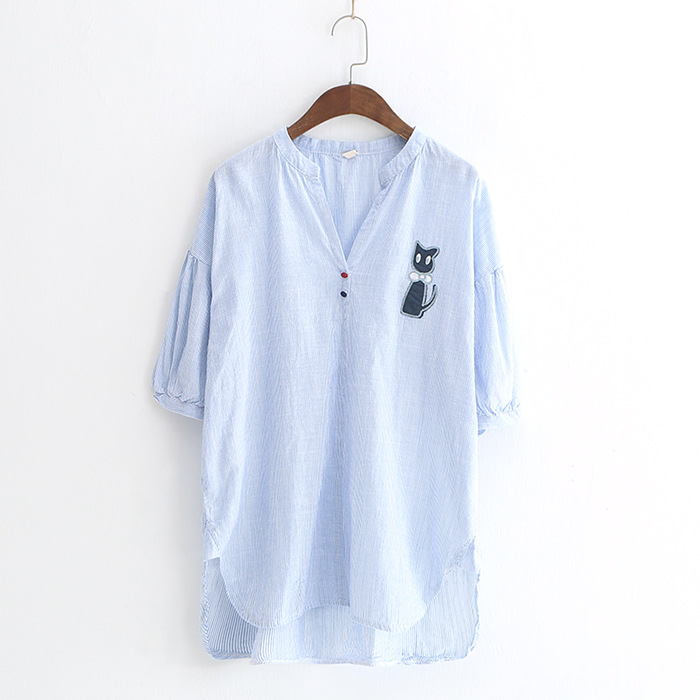 Áo Sơ Mi Nữ Linen Hình Mèo
