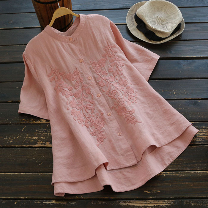 Áo Sơ Mi Linen Thêu Hoa Cao Cấp