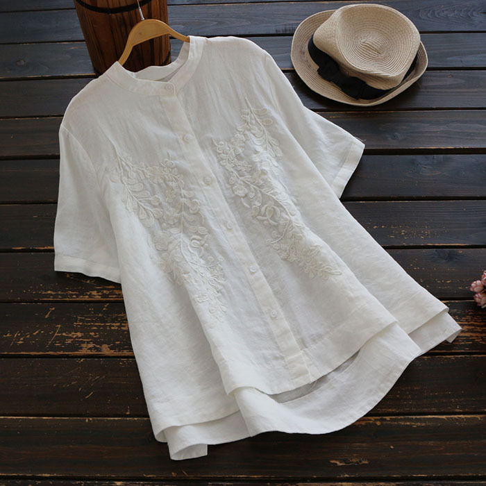 Áo Sơ Mi Linen Thêu Hoa Cao Cấp