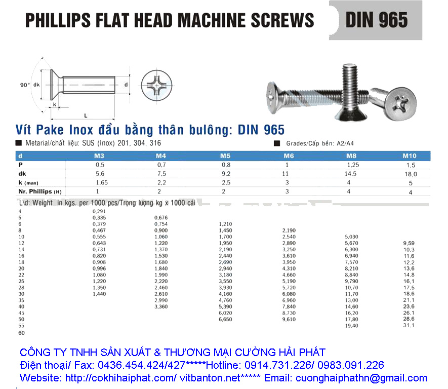 vít pake đầu bằng inox thân bu lông