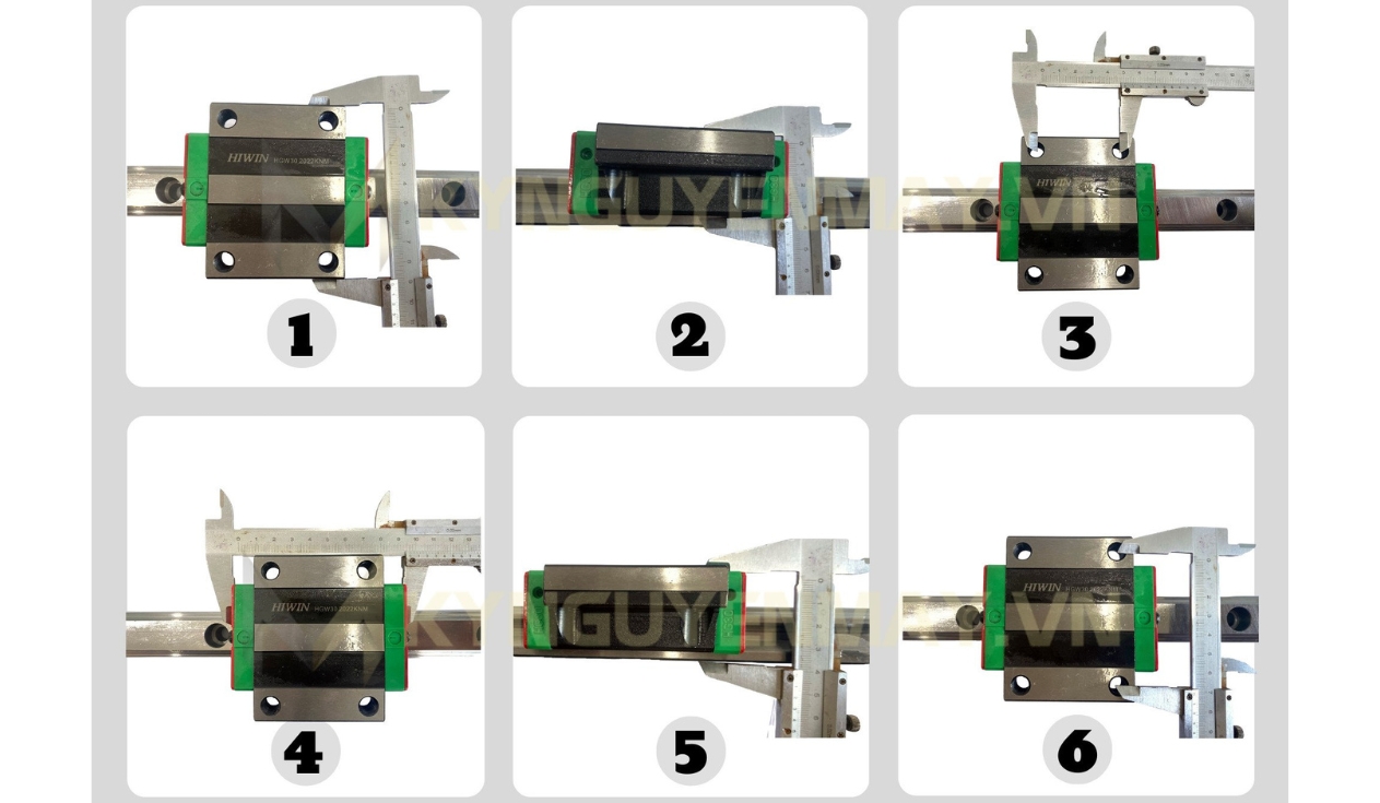 Hình ảnh mẫu hướng dẫn đo con trượt vuông HIWIN HGW