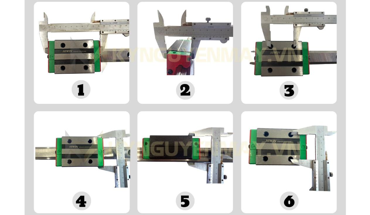 Hình ảnh mẫu hướng dẫn đo con trượt vuông HIWIN HGL