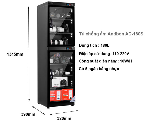 Tủ chống ẩm ANDBON AD-180S 180 lít