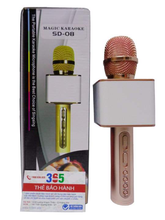 Mic hát karaoke kèm loa Bluetooth SD08  365Mart màu vàng