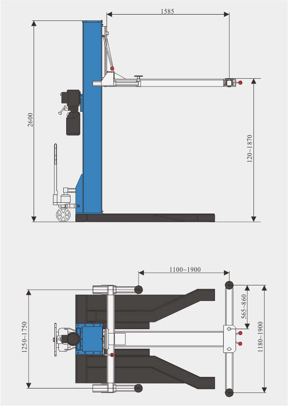 Cầu Nâng 1 Trụ 2.5 Tấn Hauvrex HSL1125