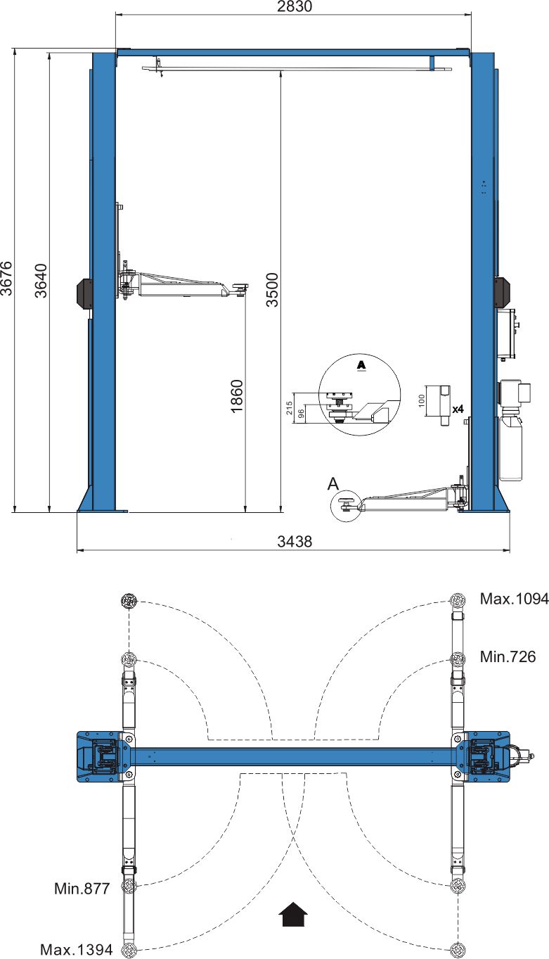 Cầu Nâng 2 Trụ 4 Tấn Hauvrex 3840