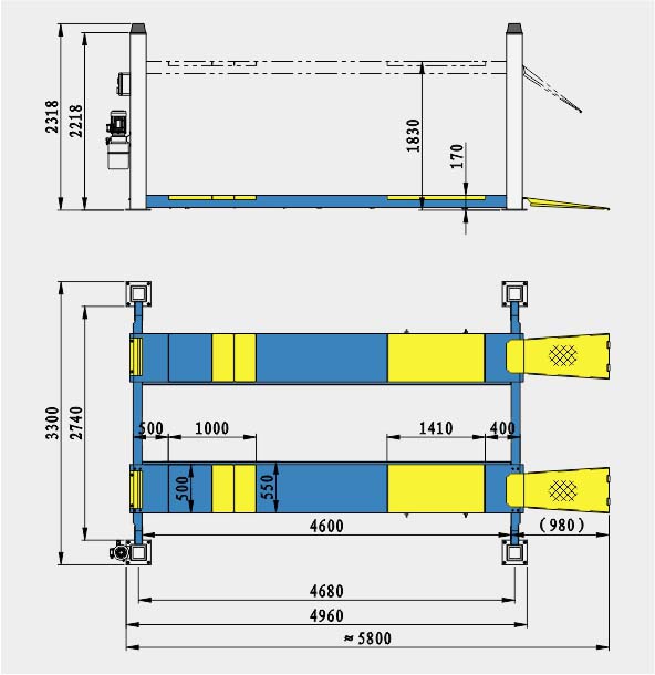 Cầu Nâng 4 Trụ 4.5 Tấn Hauvrex 4145E