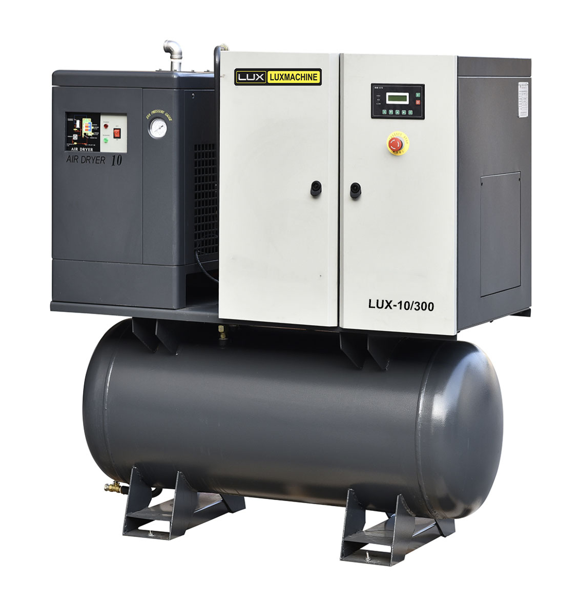 Máy Nén Khí Trục Vít 10HP LUX-10-300 Kèm máy sấy khí và Bình Chứa 300 lít Luxmachine