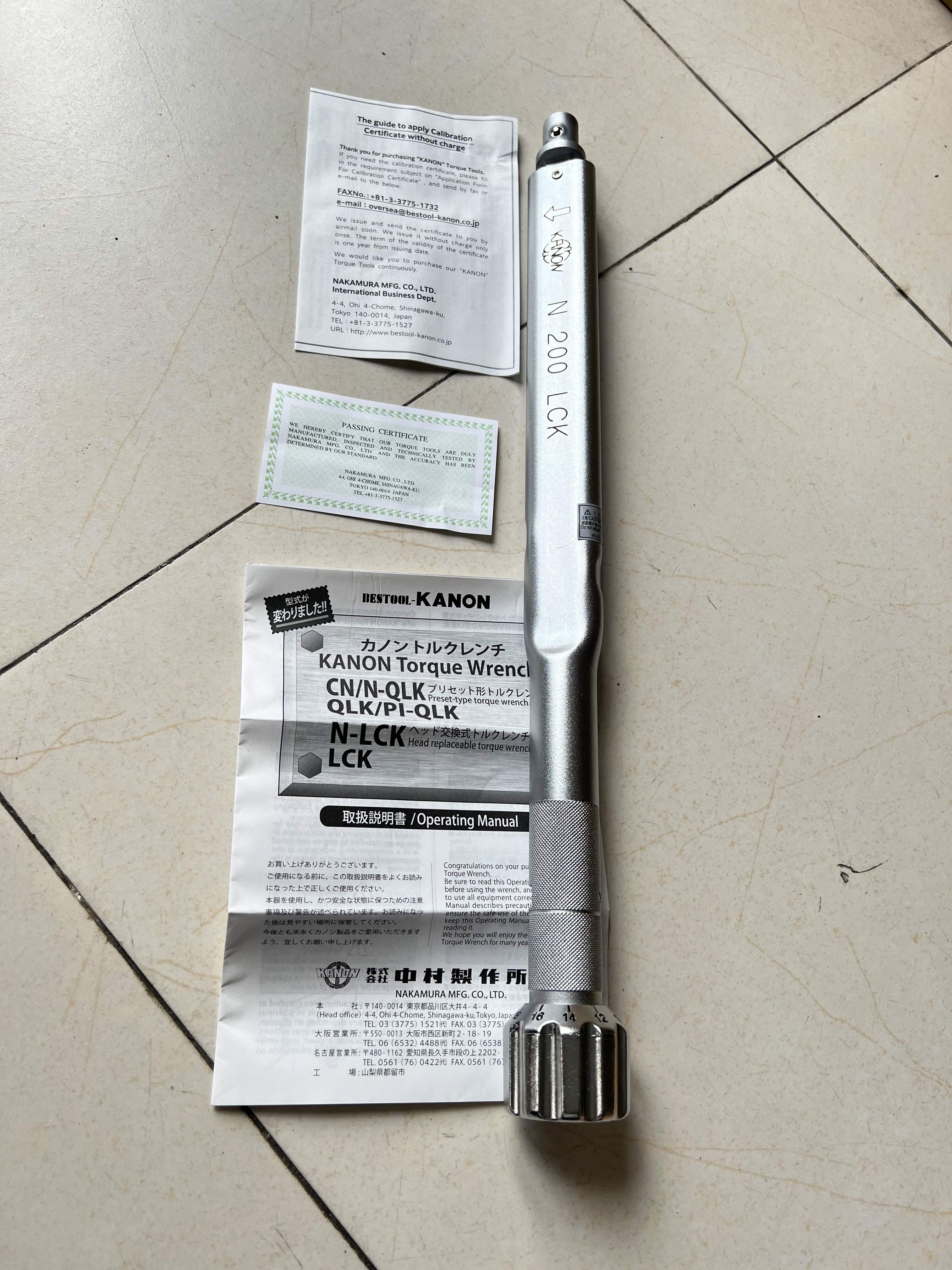 Cờ lê lực - Cần xiết lực đầu rời 40-200Nm Kanon N200LCK