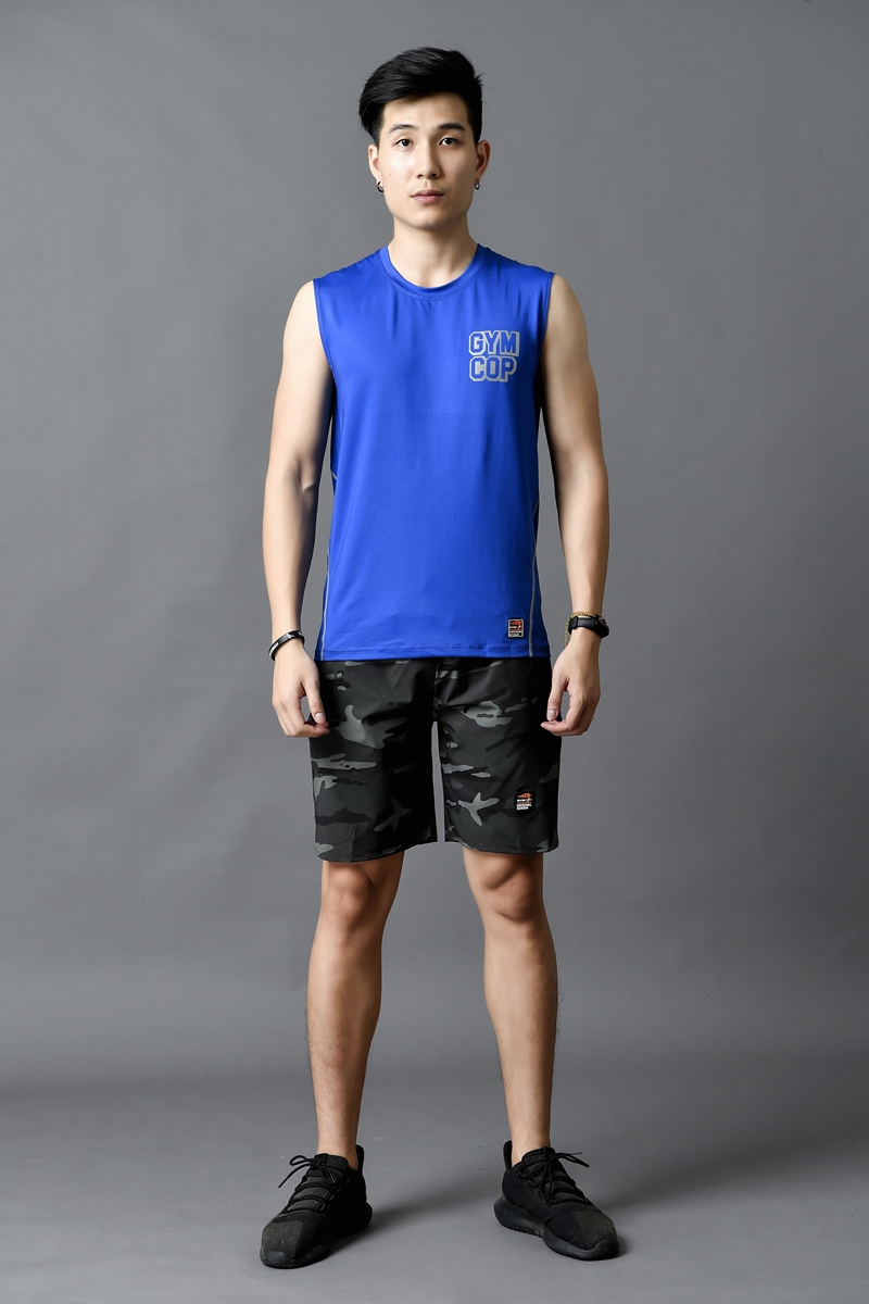 Ba lỗ poly vai rộng chữ GYMCOP