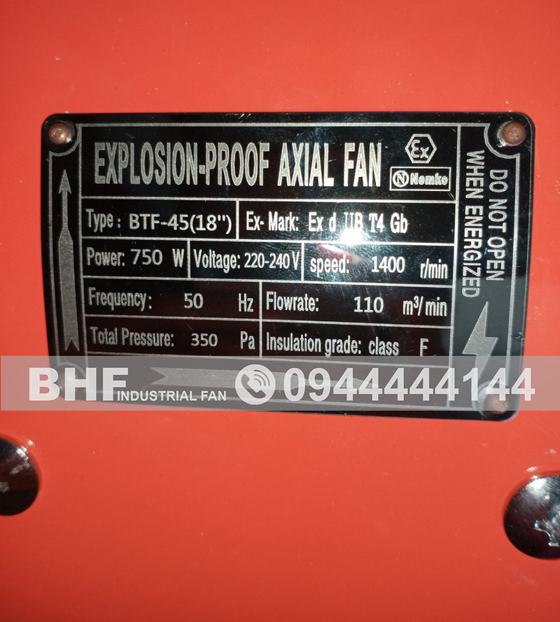 Quạt chống cháy nổ Soffnet BTF-45