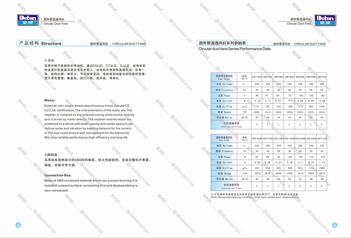 Quạt Ly Tâm Tròn Nối Ống Deton CDF-315B