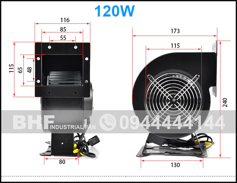 Kích thước quạt sò mini 120w