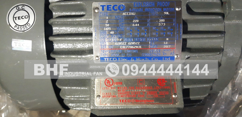 Motor TECO chính hãng loại chống cháy nổ D2G4 kí hiệu AEEDXU