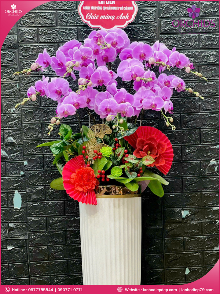 Chậu hoa lan hồ điệp hồng 12 cành