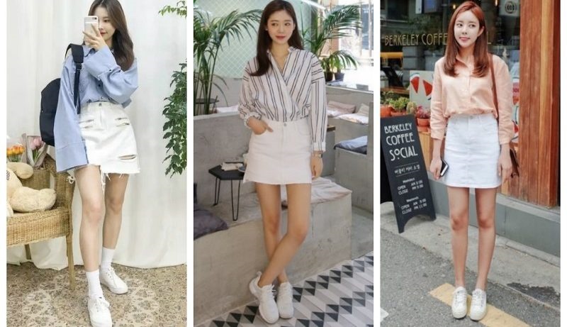Mẹo phối giày thể thao với chân váy