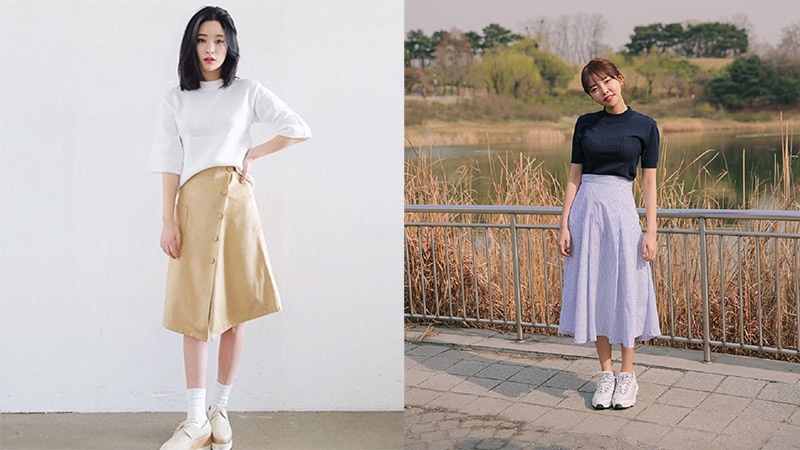 Mẹo phối giày thể thao với đầm liền thân