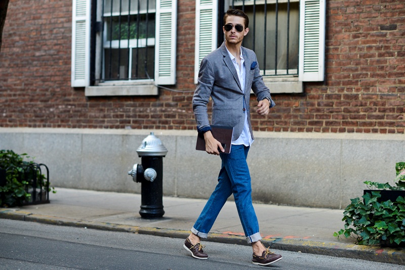 Set đồ thường ngày quần jean + giày lười nam