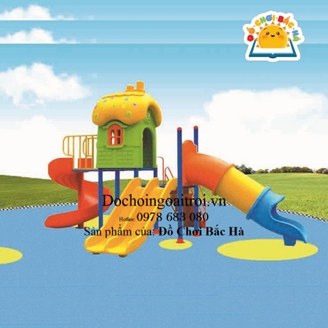 Nhà nấm cầu trượt 3 khối Số 7