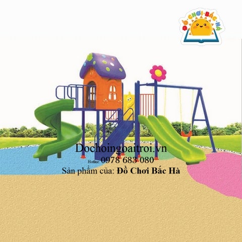 Nhà nấm cầu trượt xích đu Số 8