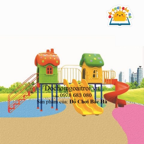 Nhà nấm đôi cầu trượt liên hoàn Số 10