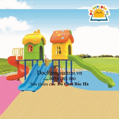 Nhà nấm đôi cầu trượt liên hoàn Số 9