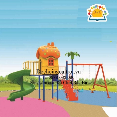 Nhà nấm liên hoàn 2 khối xích đu Số 4
