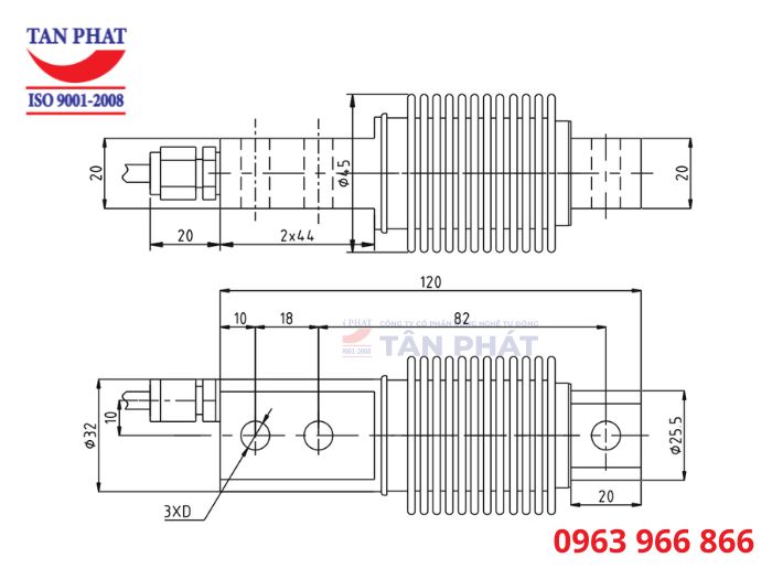 Kích thước cảm biến lực HSX 500kg Keli