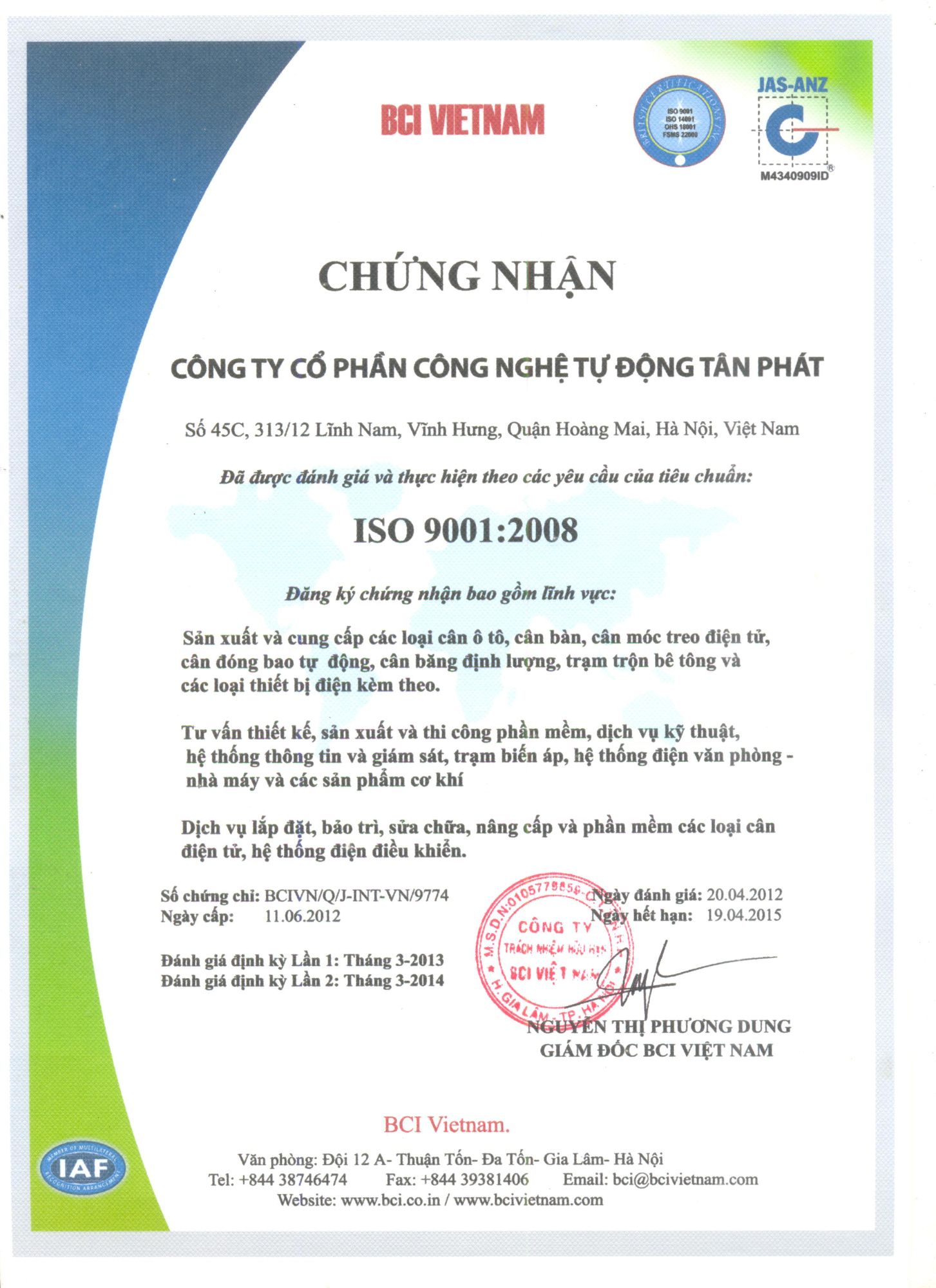 Năng lực công ty Tân Phát