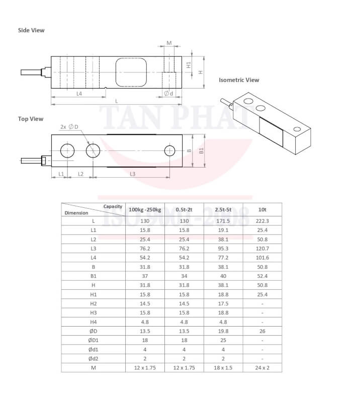 bản vẽ cấu tạo loadcell H8C Zemic