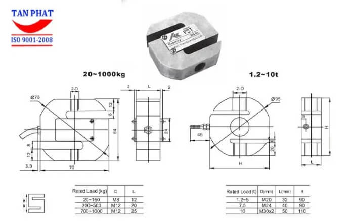 Bản vẽ kỹ thuật loadcell PST Keli