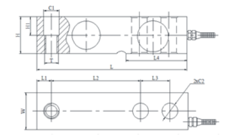 Bản vẽ cấu tạo chi tiết loadcell SQB 2 tấn