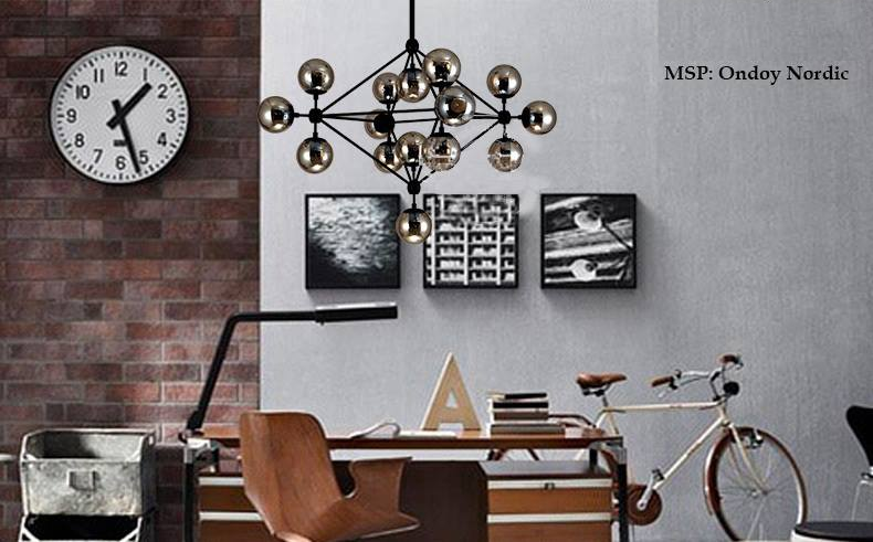 Đèn thủy tinh Ondoy Nordic Khung đen