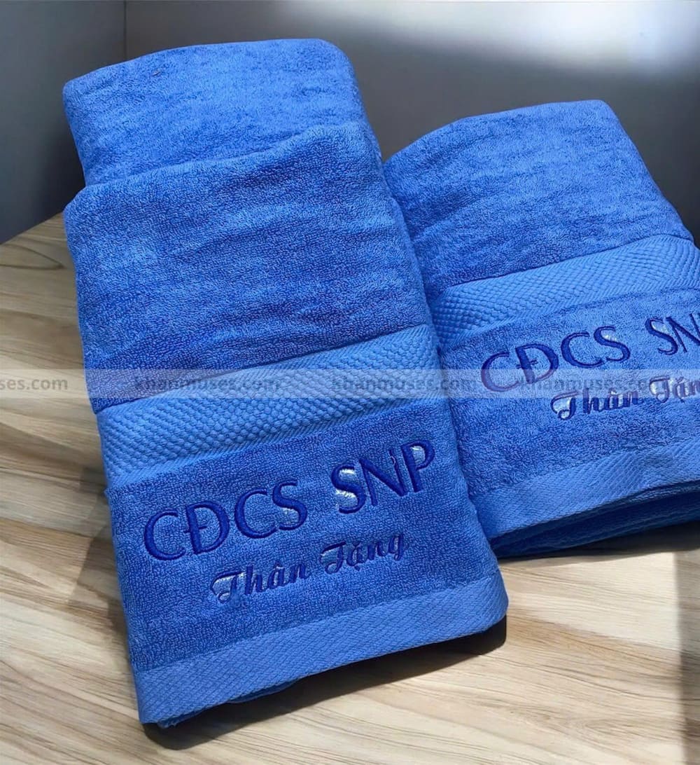 khăn cotton thêu logo đẹp
