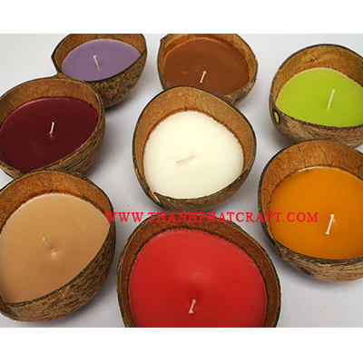 candle in coconut shell