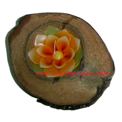 candle in coconut shell