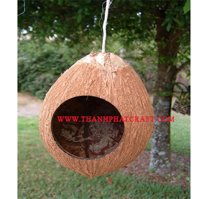 Coconut shell bird - house