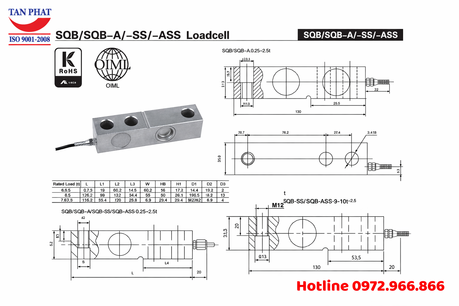 Loadcell Keli SQB dạng thanh