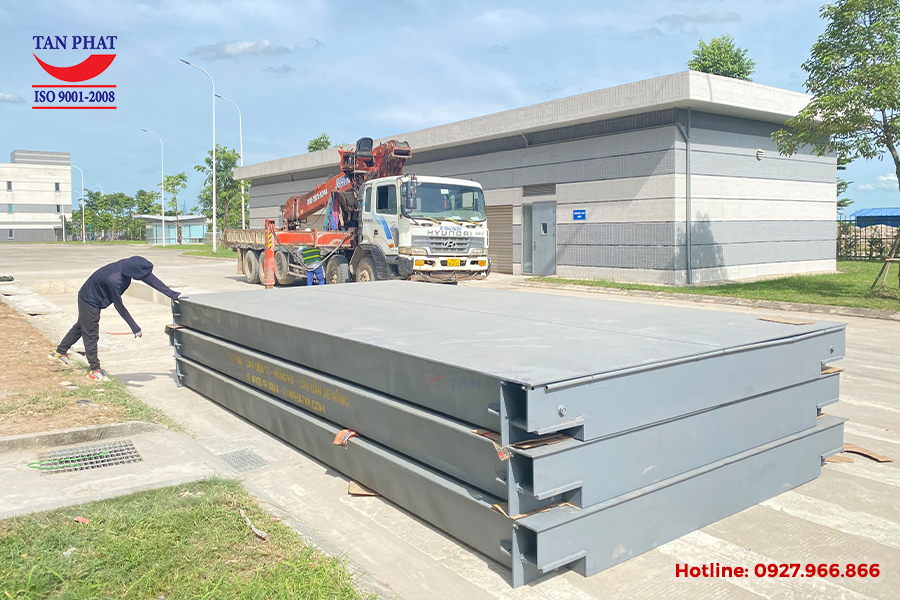Hình ảnh từng module cân điện tử 60 tấn tại vị trí lắp đặt theo yêu cầu của khách hàng.