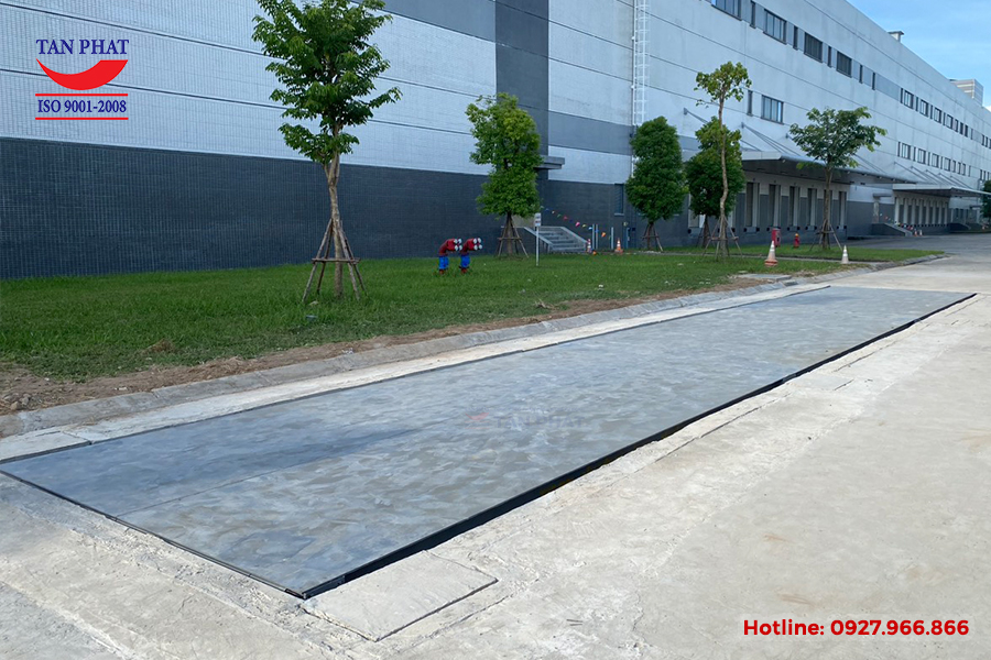 Hình ảnh trạm cân xe tải 60 tấn dài 18m rộng 3m lắp đặt tại Hưng Hà, Thái Bình.