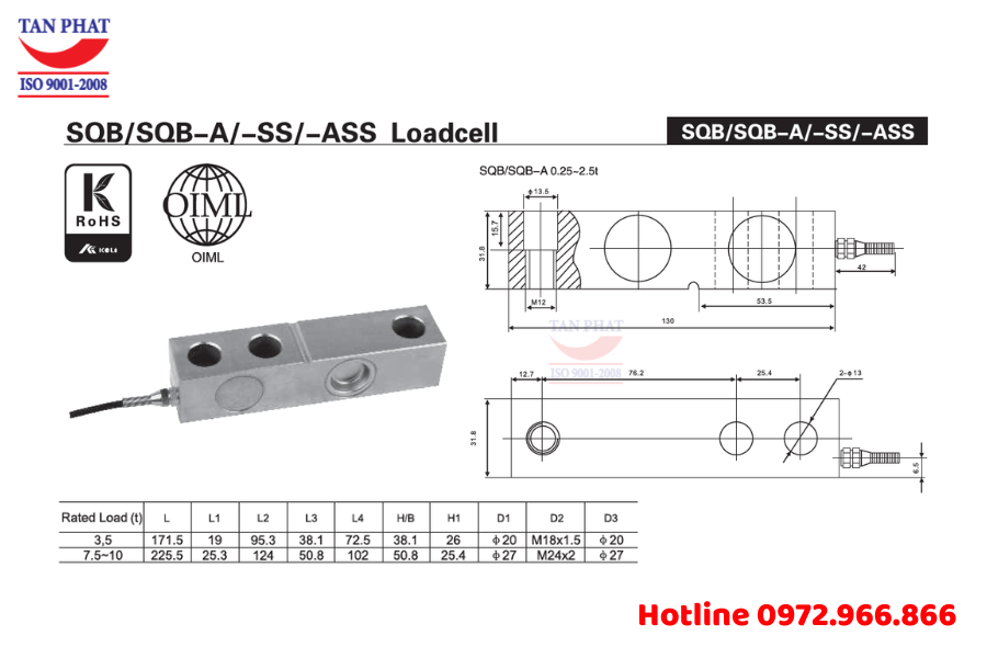 Loadcell Keli SQB 500kg