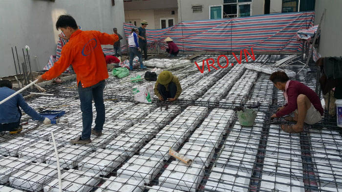 hình ảnh thi công sàn nhẹ công trình nguyễn văn huyên hà nội