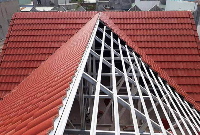 Khung kèo thép siêu nhẹ vntruss lợp mái